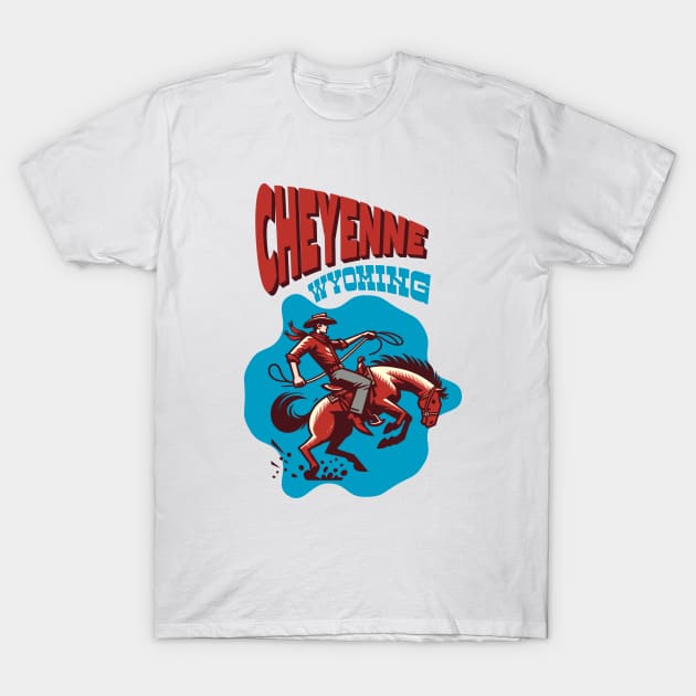 Cheyenne, Wyoming Cowboy T-Shirt by Alexander Luminova